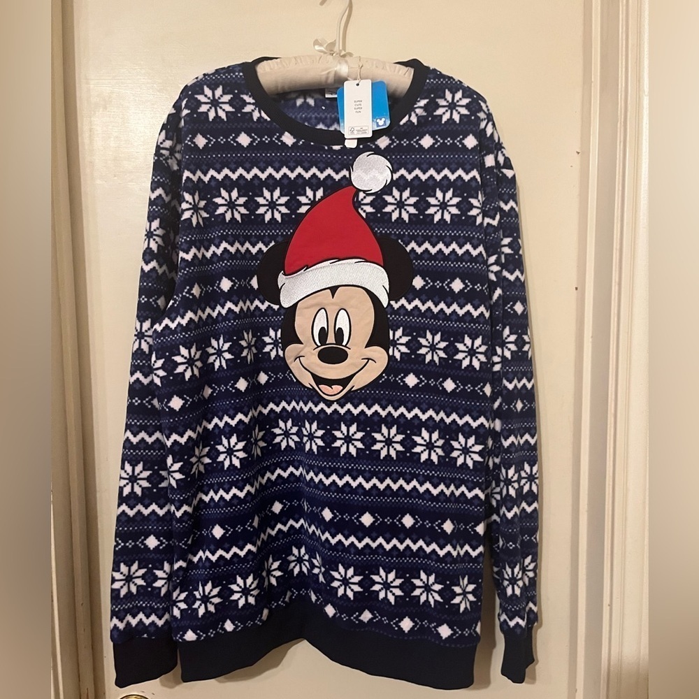 Disney Mickey Mouse Christmas Sweatshirt - Red, White, Blue XXL